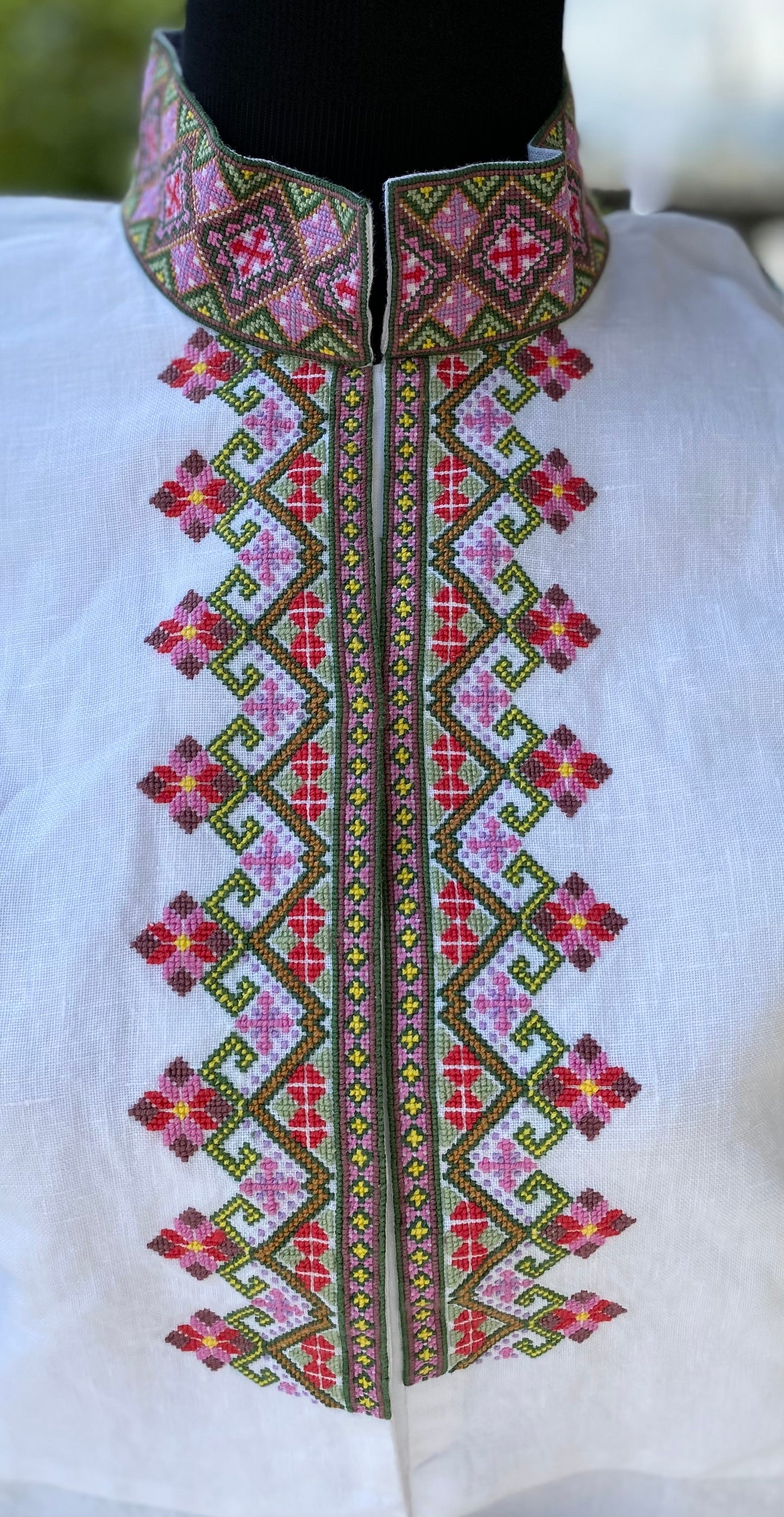 Bunadskjorte/ linskjorte til beltestakk rosa/grønn