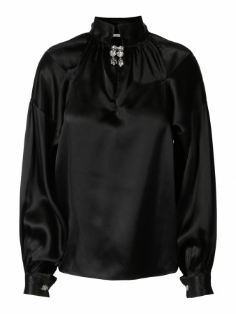 Bunadskjorte i 100% silke svart