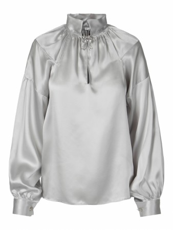 Bunadskjorte i 100% silke grå