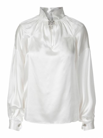 Bunadskjorte i 100% silke hvit