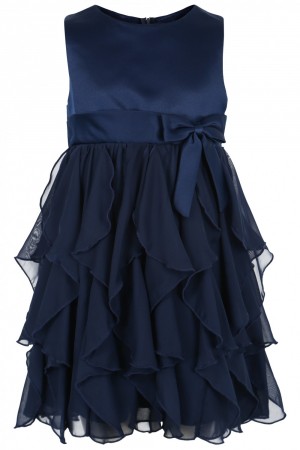Pascal kjole med sløyfe marineblå