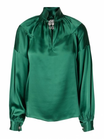 Bunadskjorte i 100% silke grønn 