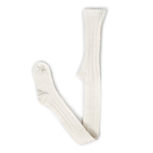 Bunadstrømper med flettemønster barn offwhite