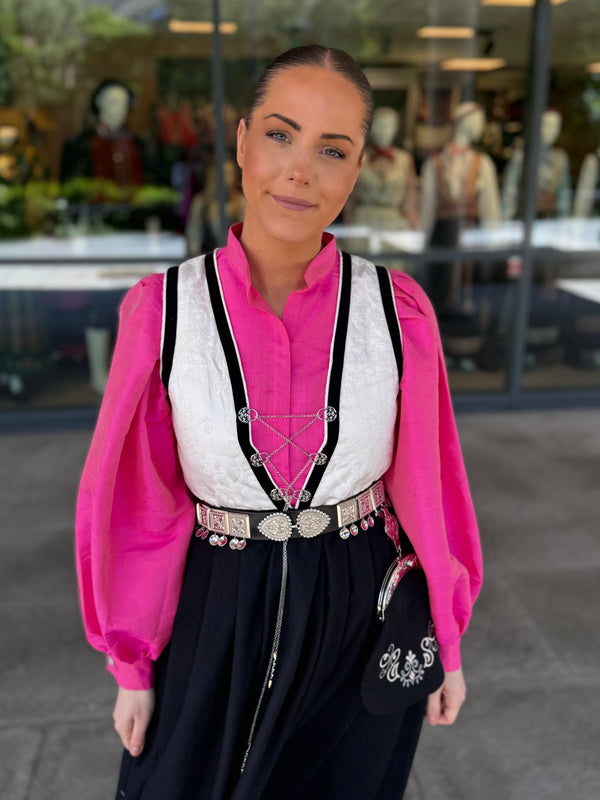 Bunadskjorte i 100% thaisilke rosa