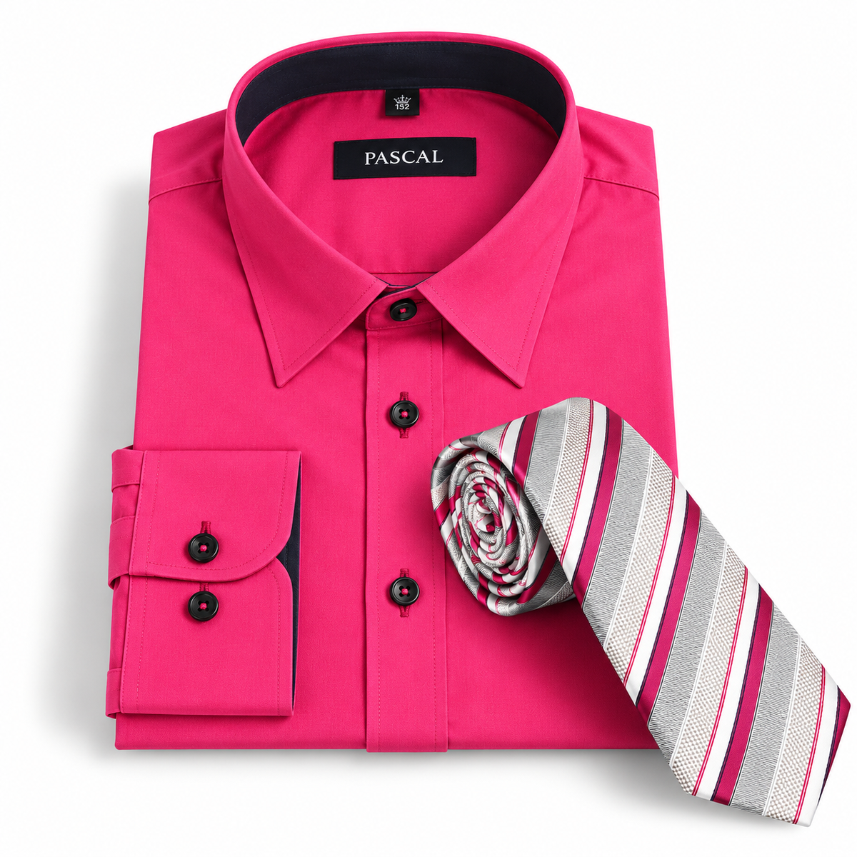 Skjortepakke med cerise/grå slips