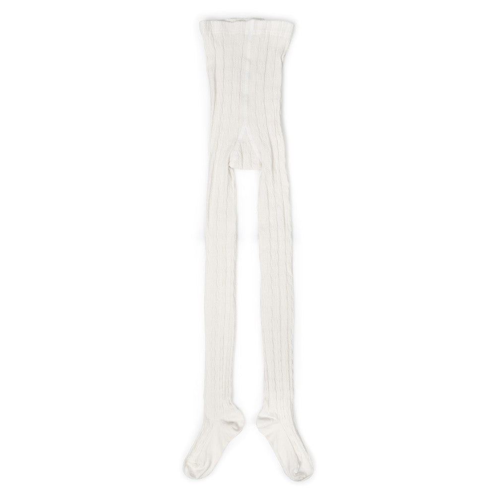 Bunadstrømper med flettemønster barn offwhite