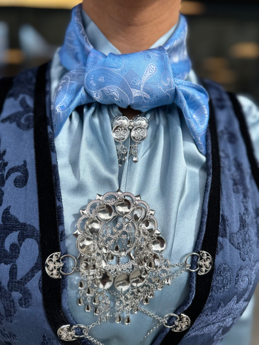 Silkeskjerf lyseblå Paisley