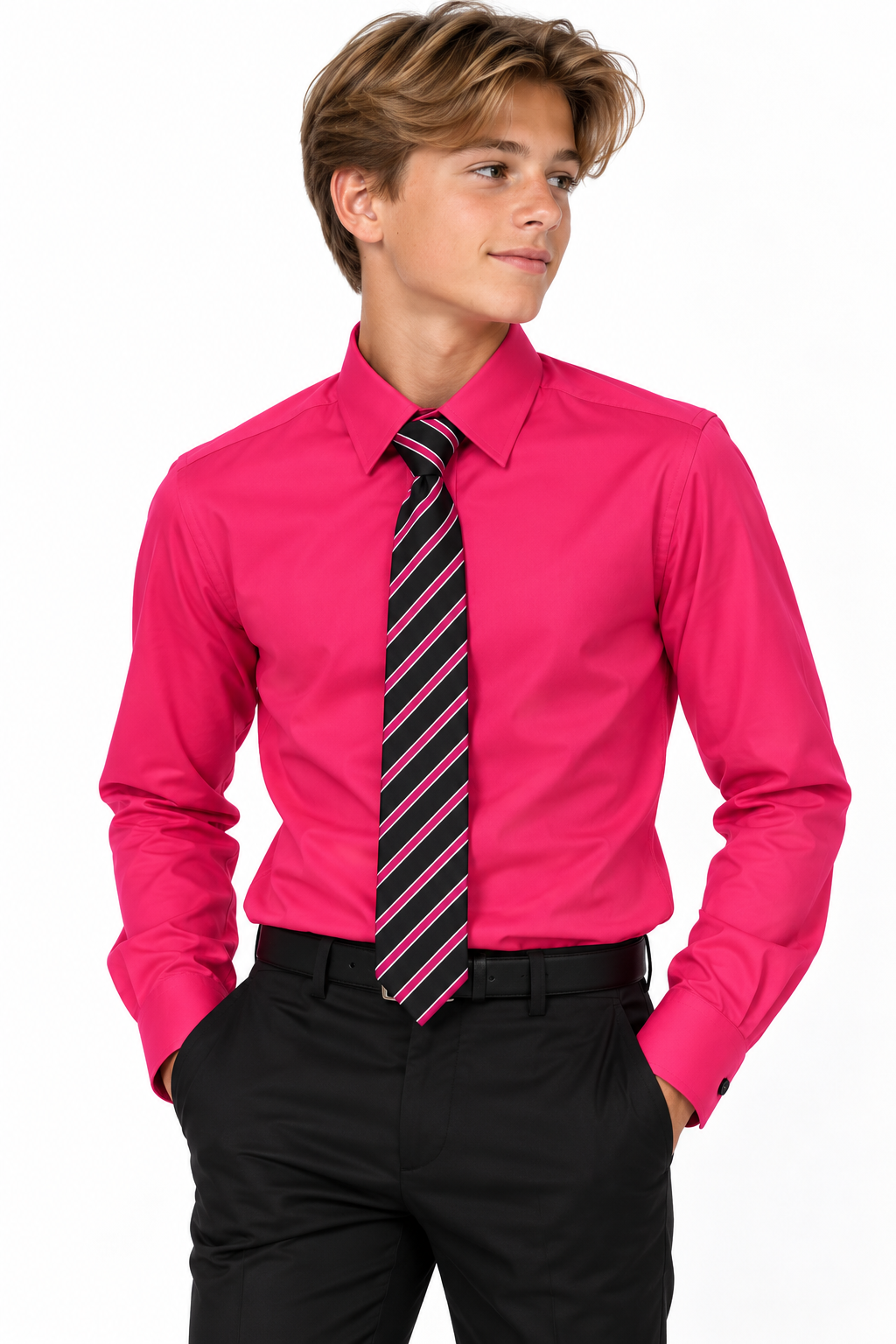 Skjortepakke med cerise/svart slips