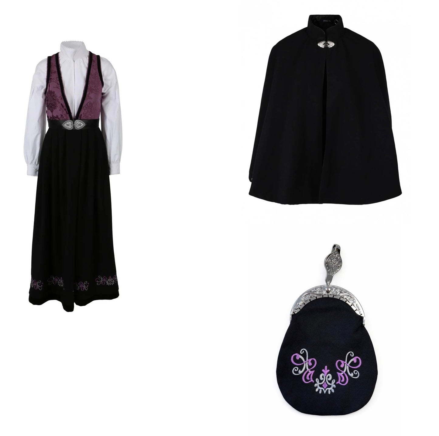 Pascal Ronja festdrakt med bunadsveske og cape - PAKKETILBUD