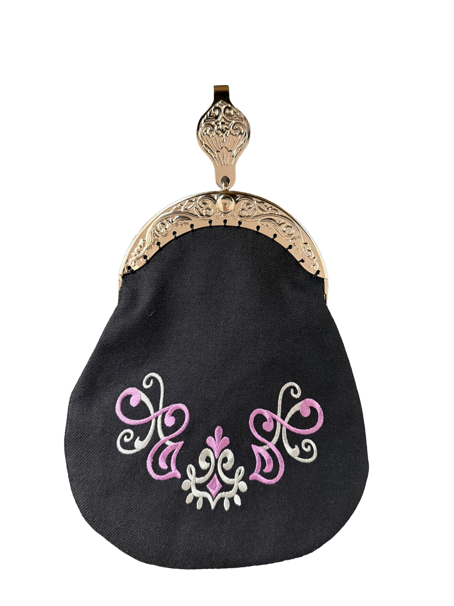 Pascal bunadsveske svart med lilla broderier